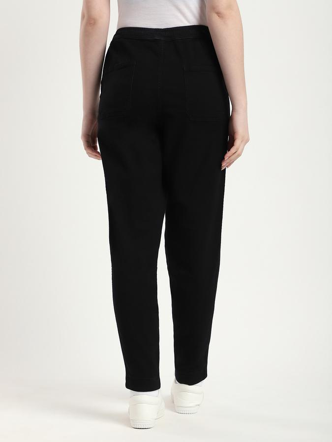 R&B Women Black Solid Slim-Fit Trousers