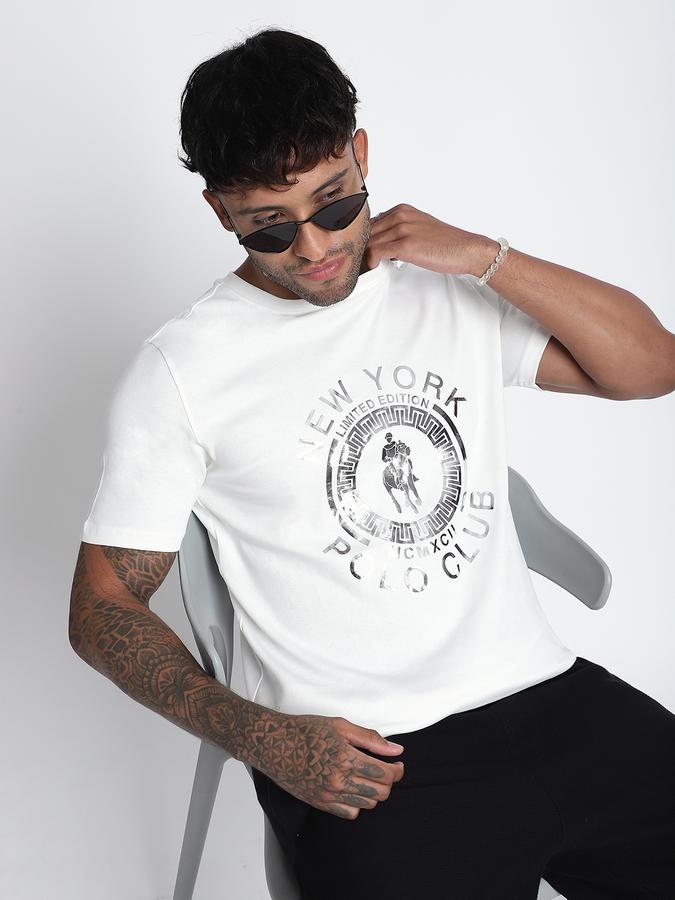 R&B Men's Ivory Printed T-Shirt