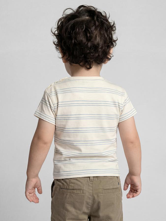R&B White Graphic Print Boys Round Neck Regular Fit Short Sleeves T-Shirt 