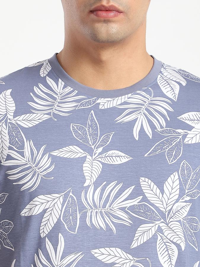 Men Cotton Regular Fit Crew Neck Printed T-shirt