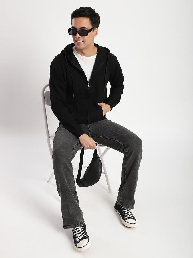 Men Fleece Regular Fit Hooded Jacket