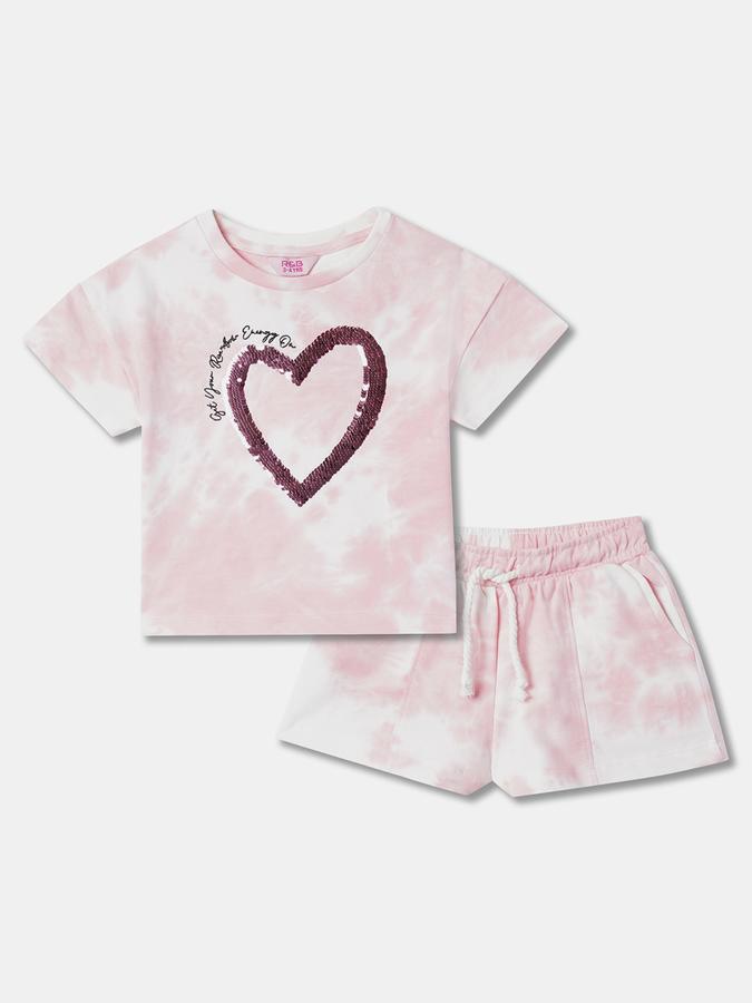 Girls Cotton Tie Dye T-Shirt And Shorts Set
