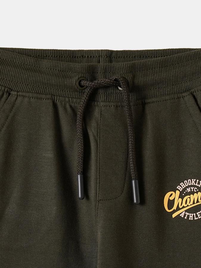 Boys Cotton Regular Fit Drawstring Waist Cuffed Hem Joggers