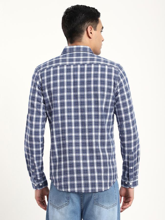 Men Cotton Regular Fit Spread Collar Checked Shirt
