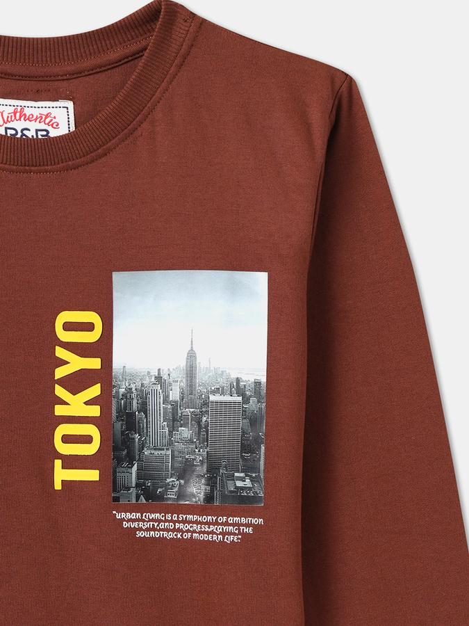 Boys Relaxed Fit Full Sleeve Crew Neck Graphic SweaT-Shirt