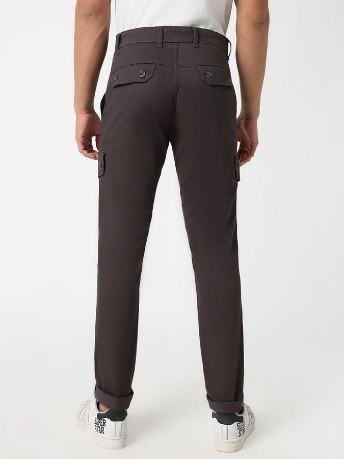 Men Cotton Regular Fit Flat Front Straight Hem Cargos Trousers
