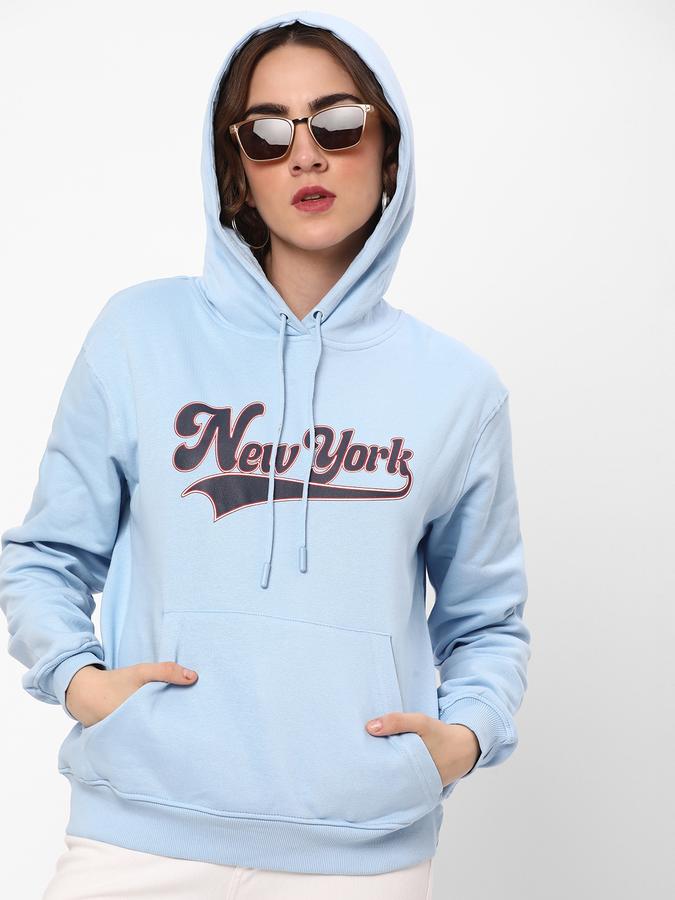 Women Cotton Regular Fit Hooded Graphic Sweatshirt