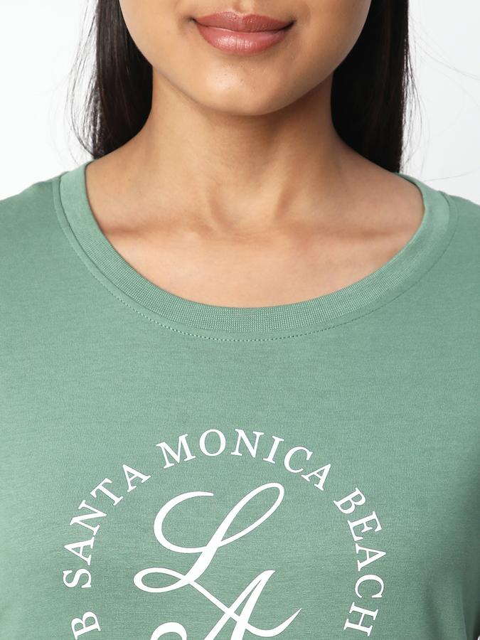 Women Cotton Regular Fit Crew Neck Graphic T-shirt