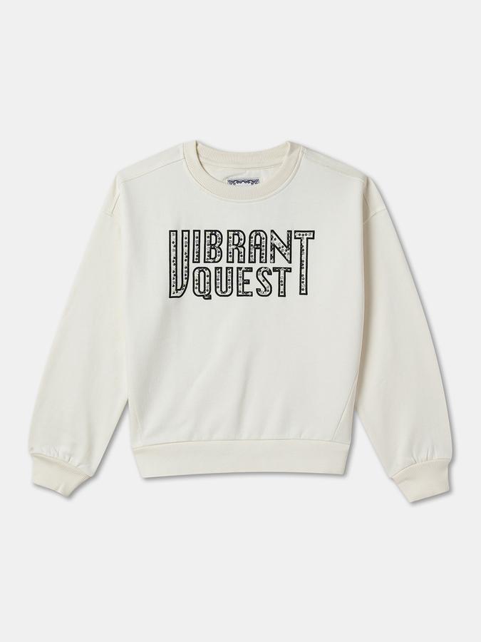 R&B Girls' Ivory Embellished Sweatshirt