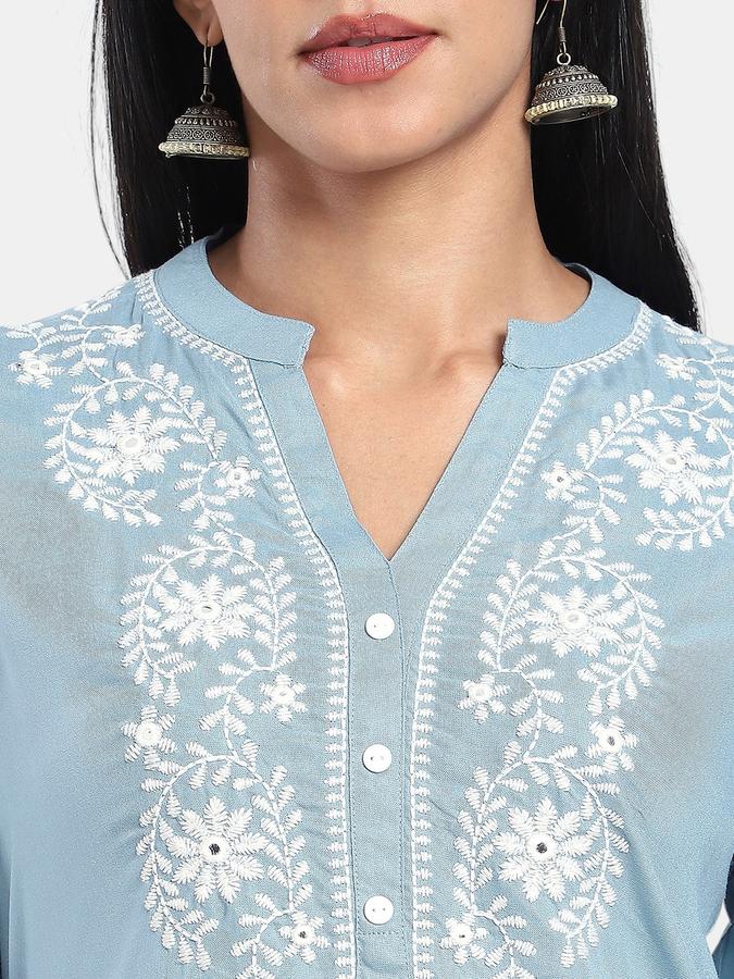 R&B Grey Regular Fit Solid Women Kurta