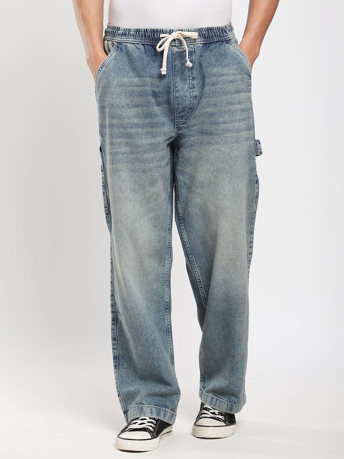 Men Cotton Loose Fit Mid Rise Clean Look Jeans