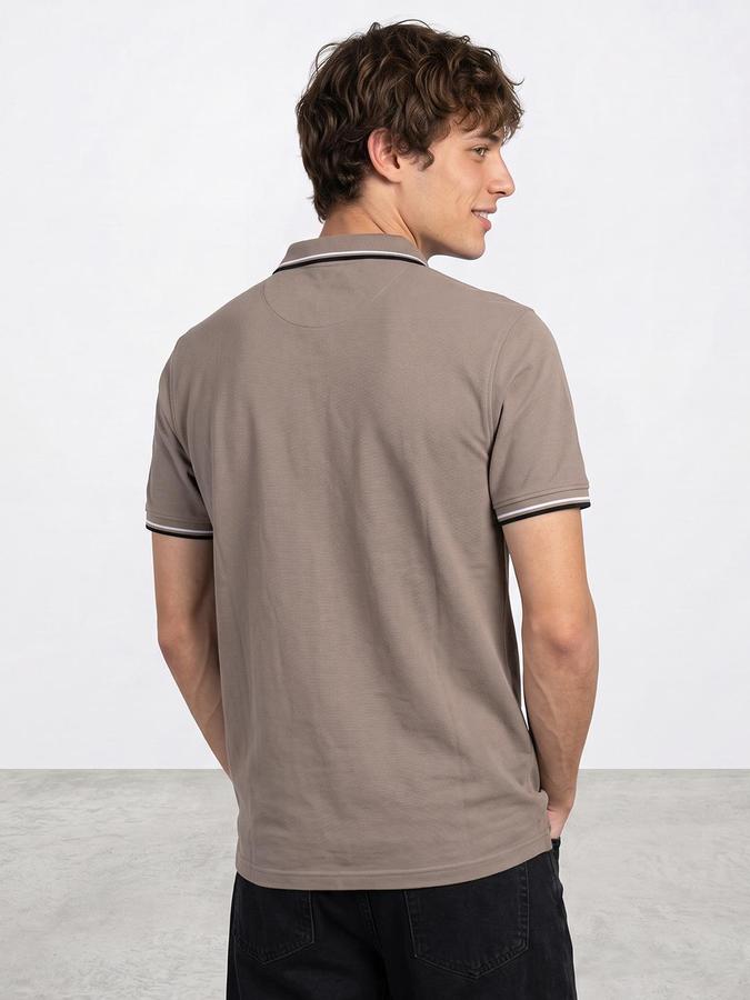 R&B Men Frappe Textured Short Sleeves Polo Collar T-Shirt