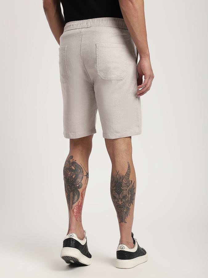 Men Cotton Blend Regular Fit Drawstring Waist Solid Shorts