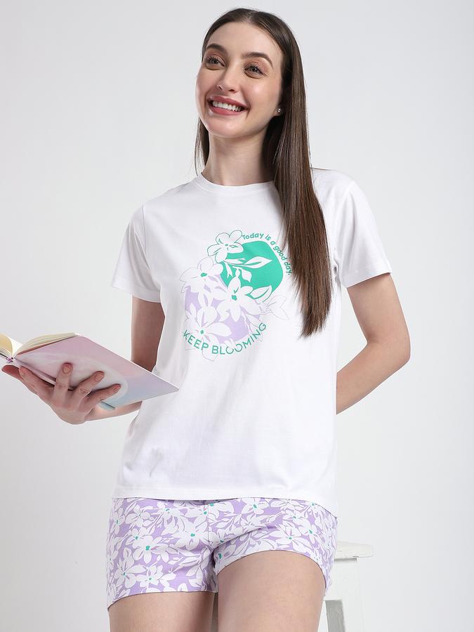 Boys Cotton Regular Fit Round Neck Short Sleeve Floral Sleepwear Set