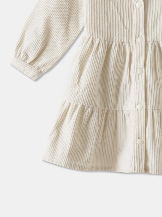 Girls Cotton Regular Fit Collar Neck Tiered Dress