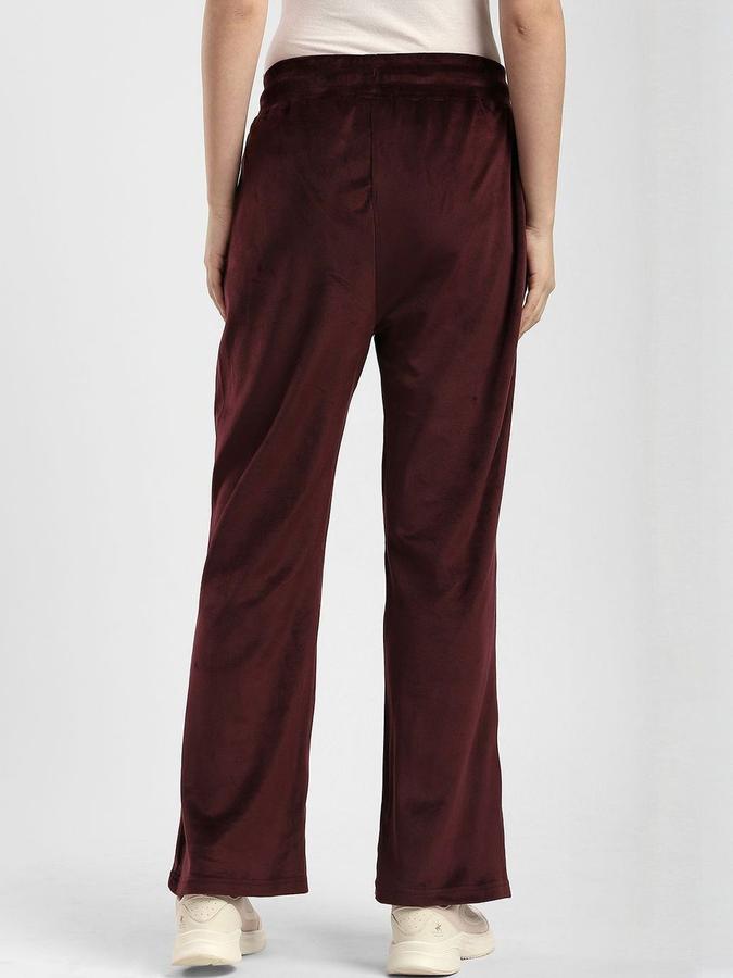 R&B Women Maroon Solid Relaxed Fit Trousers