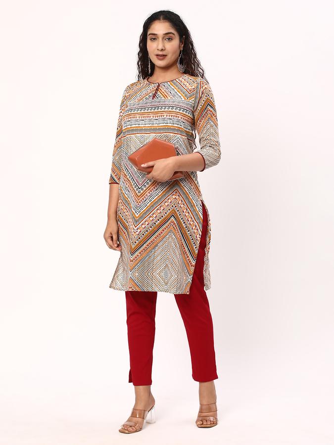 Women Aztec Print No Darts Straight Kurta image number 1