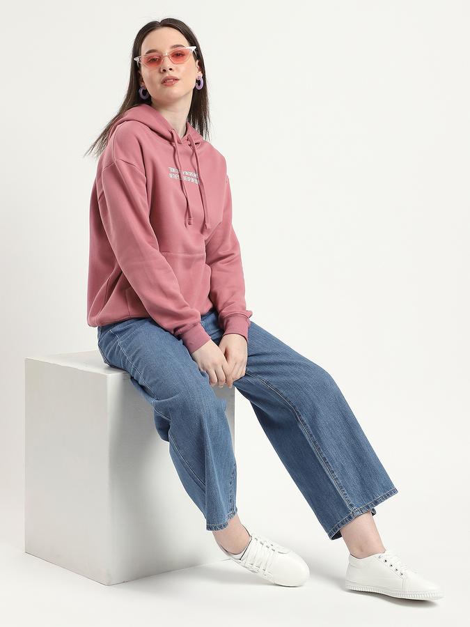 R&B Women Shell Pink Typography Print Hoodie