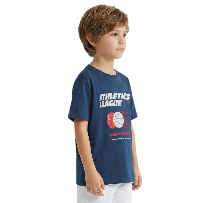 R&B Boy Blue Cotton Printed Round Neck T-Shirt