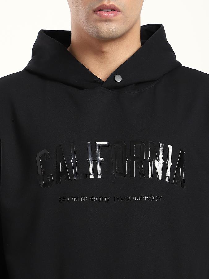 Men Cotton Blend Regular Fit Hooded Graphic Sweatshirt