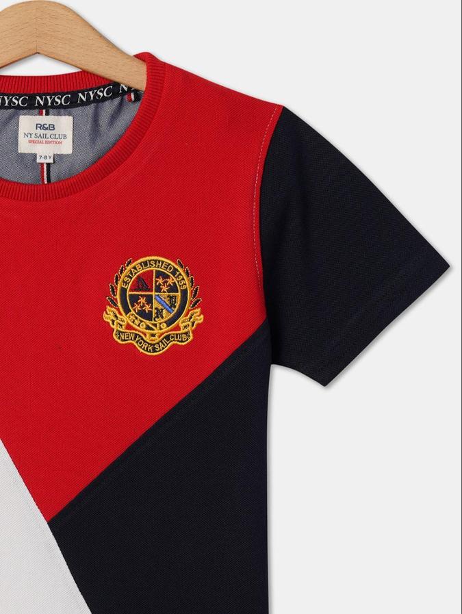 R&B Multi Cotton Round Neck Colourblocked Boy T-Shirt