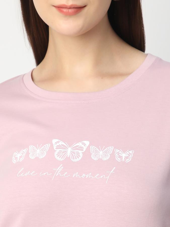 Women Cotton Regular Fit Crew Neck Graphic T-shirt