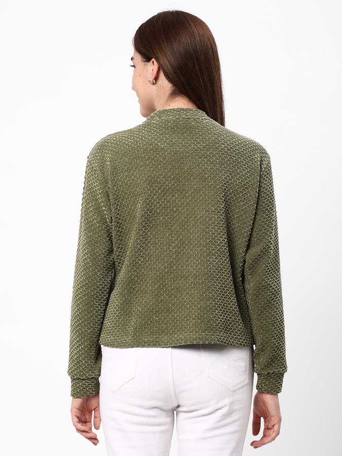 Women Polyester Regular Fit Round Neck Textured Sweater