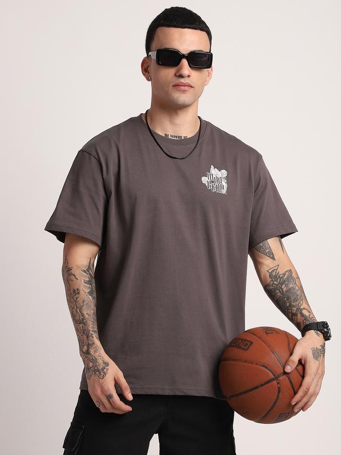 R&B Men's Dark Grey Printed T-Shirt