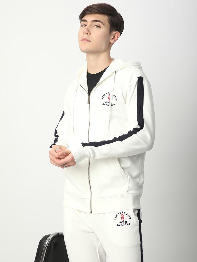 Men Fleece Regular Fit Hooded Zip-Up Sweatshirt