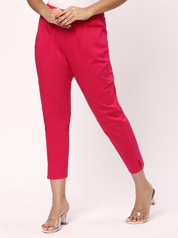 R&B Women Fuchsia Solid Regular Fit Pants