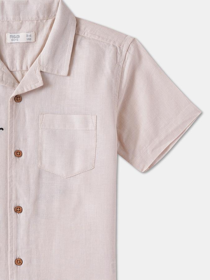 Boys Linen Relaxed Fit Short Sleeve Camp Collar Shirt