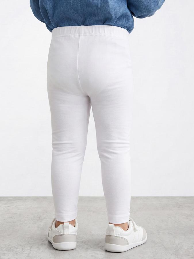 R&B Girls Solid White Ankle Length Leggings