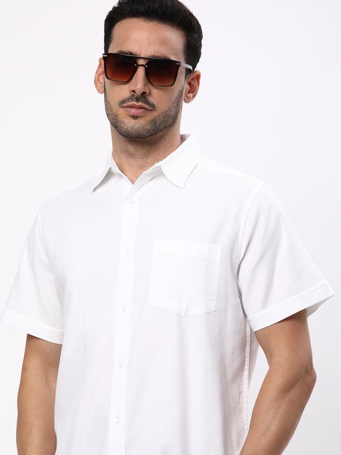 R&B Men White Casual Shirts