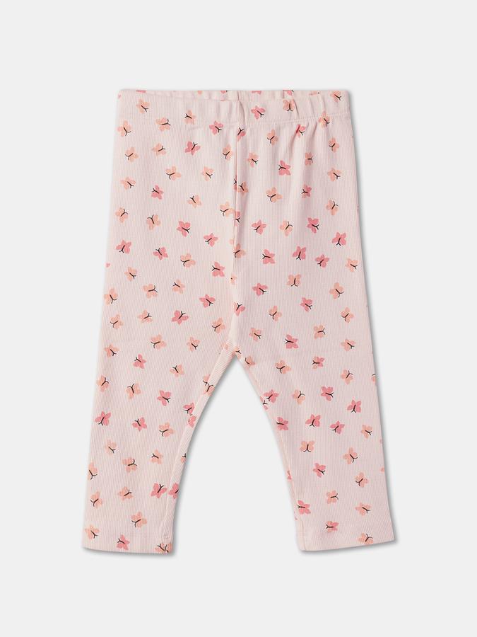 Girls Butterfly Print Leggings with Elasticated Waist image number 0