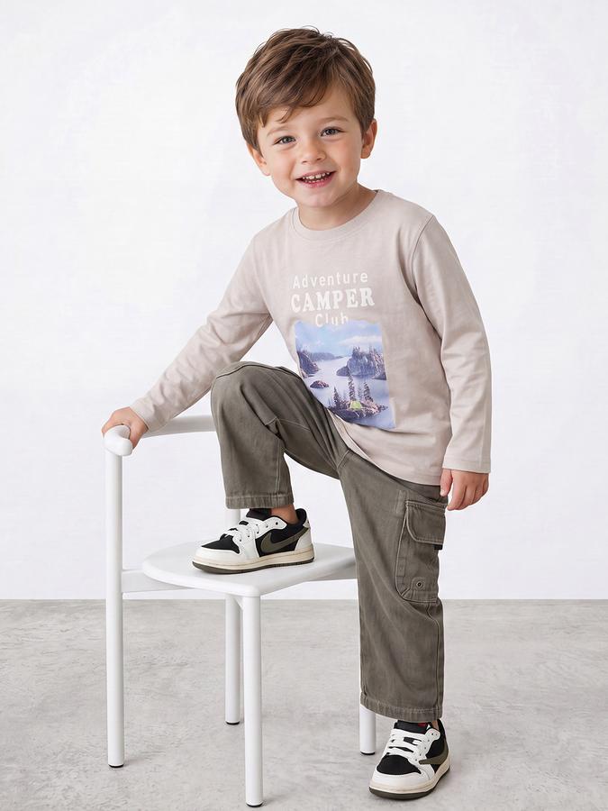 R&B Boys Grey Graphic Print Short Sleeves Tshirt