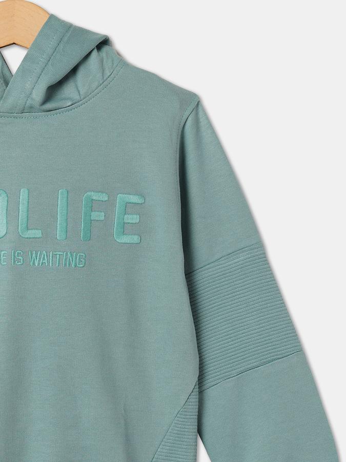 Boys Cotton Regular Fit Hooded Embroidered Hoodie