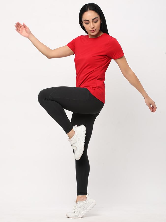 Women Cotton Relaxed Fit Crew Neck Solid T-shirt