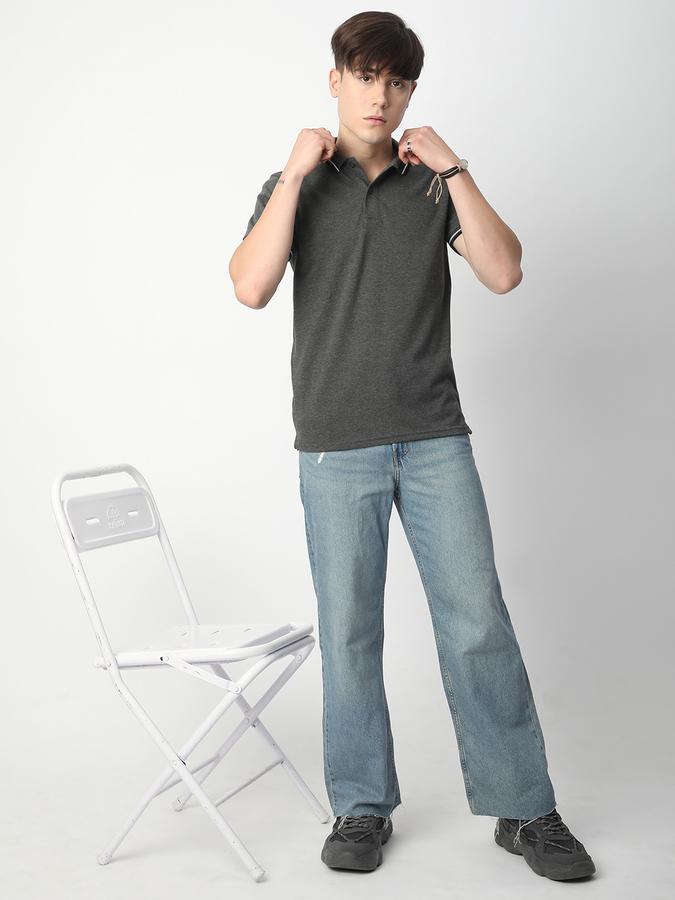 Solid Men Peter Pan Collar T-Shirt image number 1