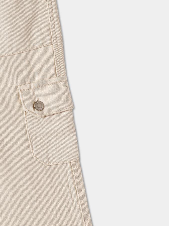 Solid Cargo Pants with Button Closure image number 3