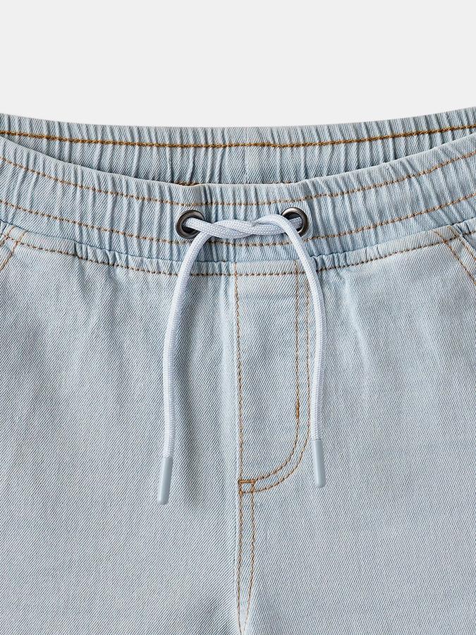 Boys Denim Relaxed Fit Elastic Waist Drawstring Shorts