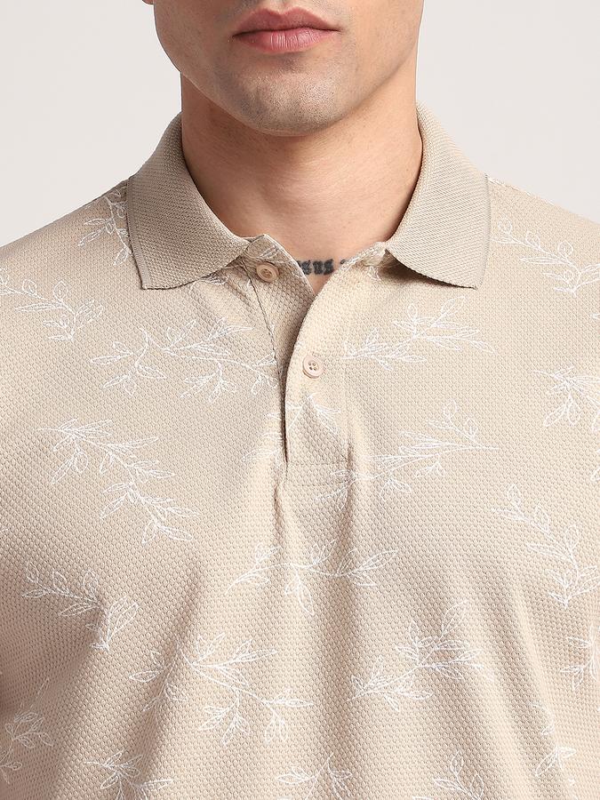 Men Cotton Regular Fit Polo Neck Graphic T-shirt