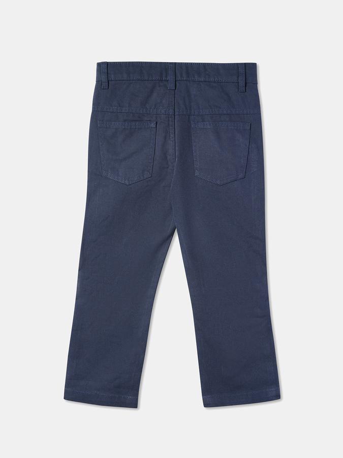 Boys Cotton Relaxed Fit Zip Fly Clean Hem Trousers