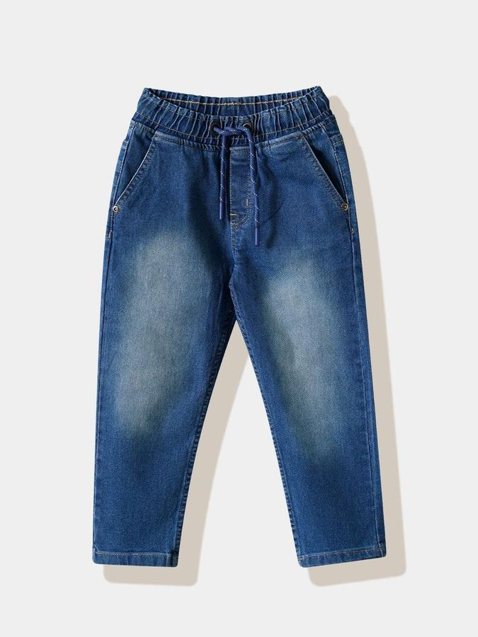 R&B Boys Dark Blue Regular Fit Mid-Rise Jeans