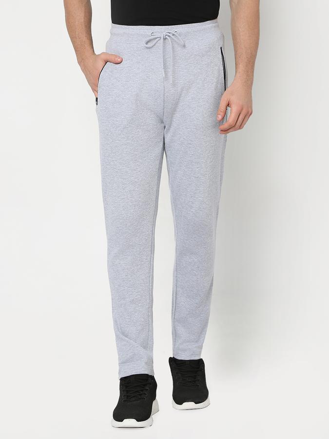 R&B Men Heathered Fitted Track Pants with Drawstring Waist
