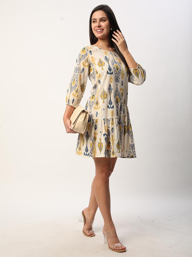 Women Rayon Relaxed Fit Round Neck Printed Ethnic Top