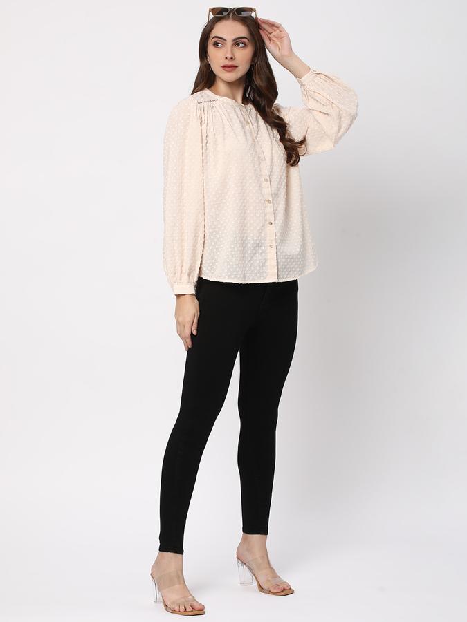 Women Swiss-Dot Relaxed Fit Top image number 1