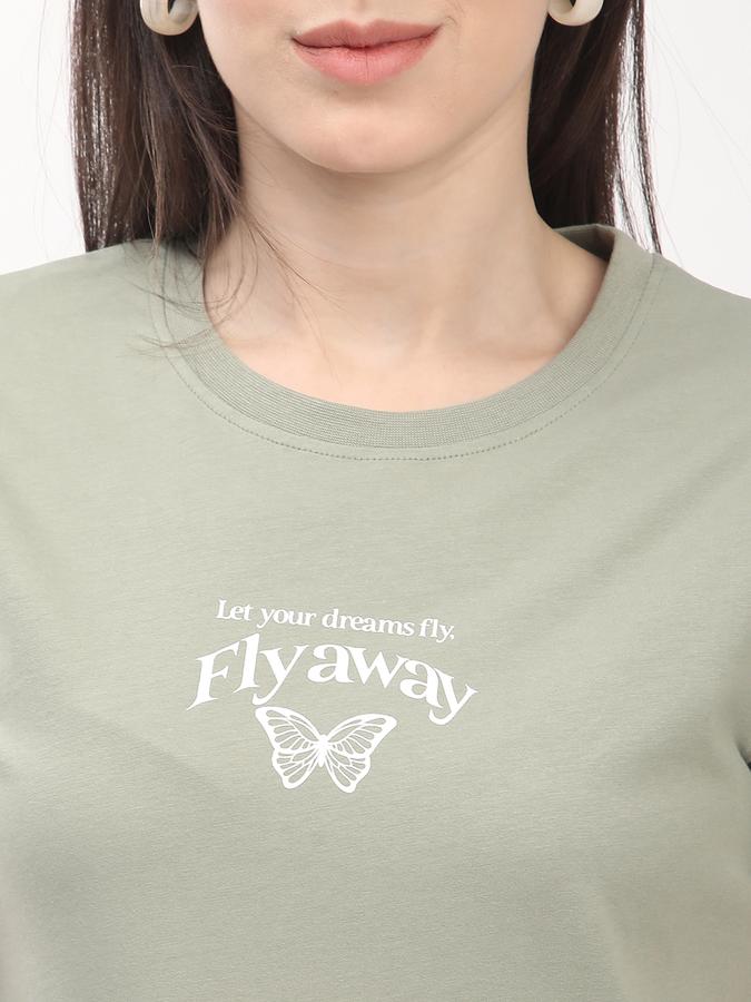 Women Cotton Regular Fit Crew Neck Graphic T-shirt