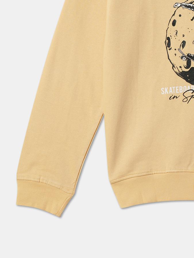 Boys Cotton Regular Fit Crew Neck Graphic Sweatshirt
