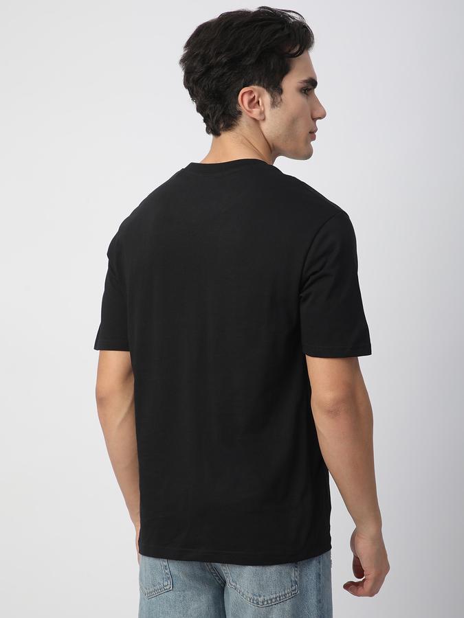 Men Cotton Relaxed Fit Crew Neck Typographic Print T-shirt