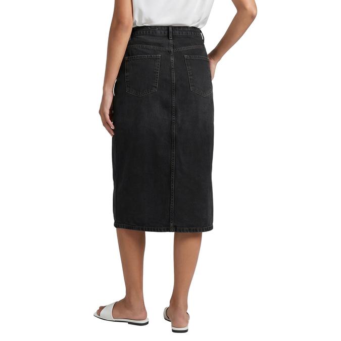 R&B Black Solid A-Line Women Skirt 